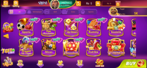 Games screen in 3 Patti Poker