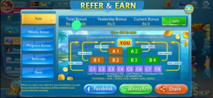 Refer and earn section in 3 Patti Pearl