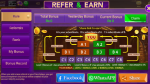 3 Patti Union refer and earn screen