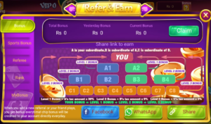 3 Patti Poker refer and earn screen
